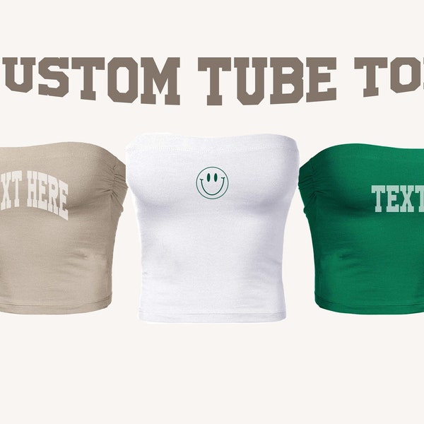 CUSTOM Tube Top Crop Tee T-Shirt Tank Customized by You- Personalize Crop Top- Gift- Present- Workout Stretchy