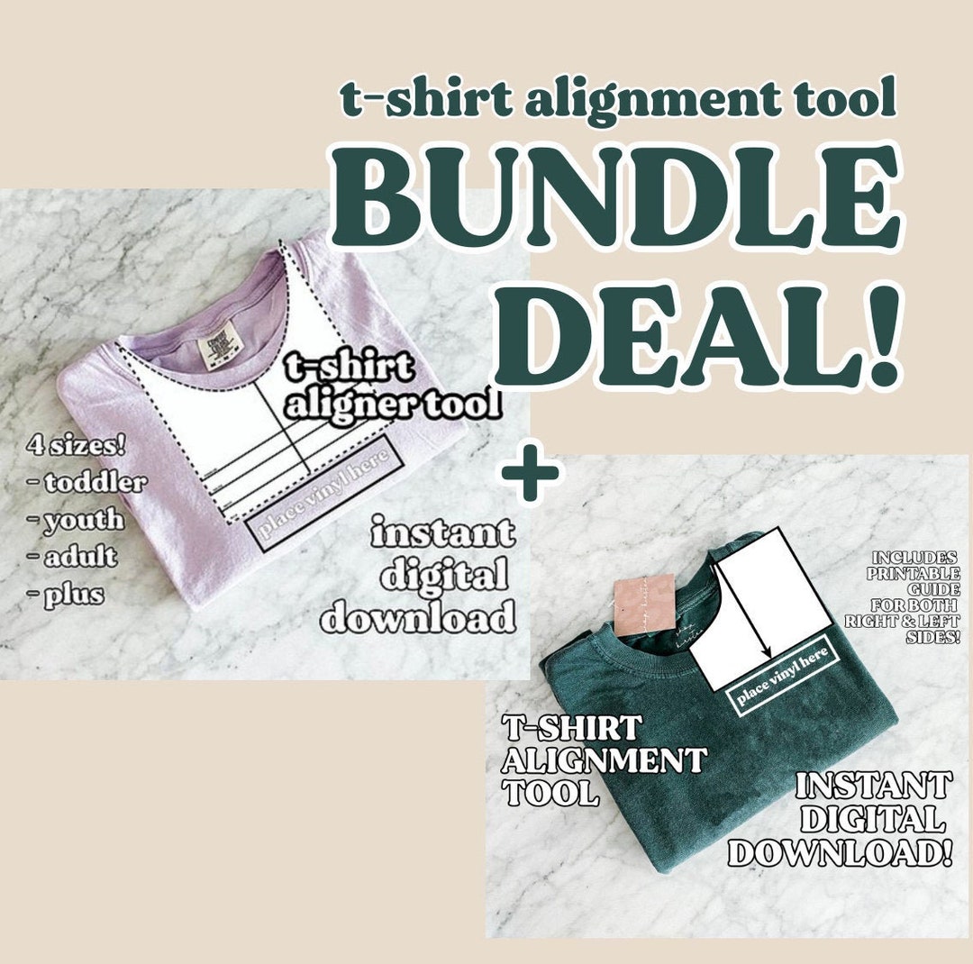 Bundle T-shirt Maker Alignment Guide Tool / Printable Digital Download  Curved Neckline Ruler to Help DIY T-shirts / Instant PDF Download HTV 