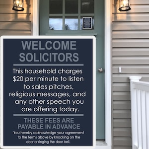 Welcome Solicitors vinyl decal sticker, note to door knockers, anti solicitor sticker, sticker for front door, funny no solicitors sticker
