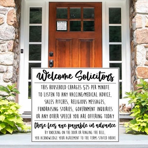 Naklejka winylowa Welcome Solicitors, uwaga na kołatki do drzwi, naklejka anty-adwokaci, naklejka na drzwi wejściowe, zabawna naklejka „brak adwokatów”