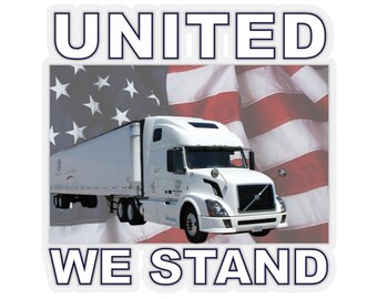 United We Stand Trucker Sticker, Trucker Sticker, Patriot Sticker, American Flag Sticker, USA Sticker, Red White Blue Sticker, Highway Hero