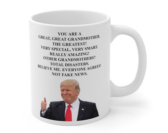 Trump Grandmother One Thumb Ceramic Mug, Donald Trump Mug, Trump Grandmother Mug, Trump Great Grandmother Mug, Pro Trump Grandmother Mug