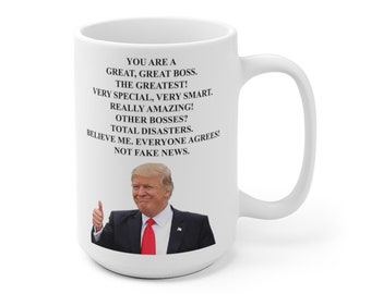 Trump Boss One Thumb Ceramic Mug, Donald Trump Mug, Trump Boss Mug, Trump Great Boss Mug, Pro Trump Boss Mug, Gift for Boss, Best Boss Mug