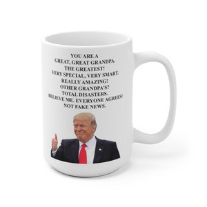 Trump Grandpa One Thumb Ceramic Mug, Donald Trump Mug, Trump Grandpa Mug, Trump Great Grandpa Mug, Pro Trump Grandpa Mug, Gift for Grandpa