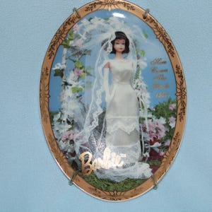 Vintage Barbie Collectors&#39; Plate 1966 &quot;Here Comes The Bride&quot; From Barbie With Love Numbered Porcelain and Comes with Wall Hanger