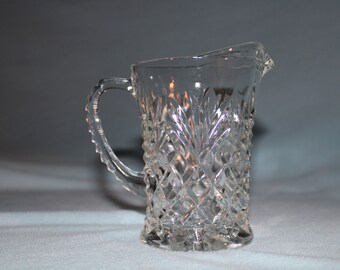 Vintage Prescut Clear Glass Small Pitcher or Creamer 5" Inches Tall Holds 10 Fluid Ounces Perfectly Giftable Condition On Sale!