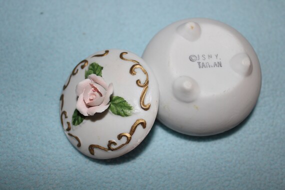 Vintage Small Round Porcelain Bisque Footed Trink… - image 3