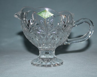 Vintage 24% Lead Crystal Pedestal Gravy Boat Shannon Crystal Designs of Ireland Absolute Mint Condition 7" Inches Long and 4.75" Inches Tall