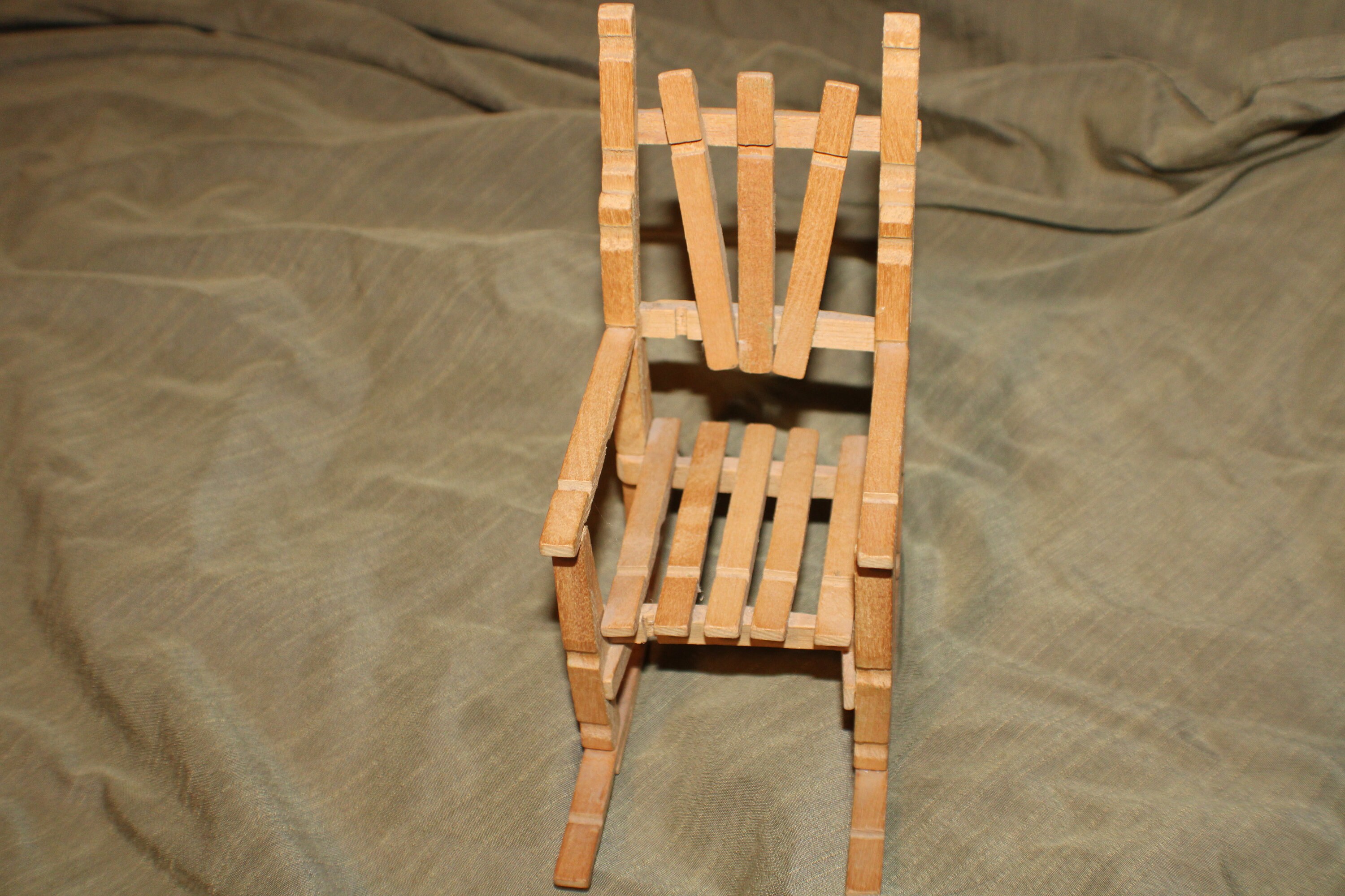 Miniature Clothespin Rocking Chair Adorable Rocker Dollhouse Furniture