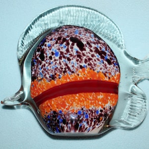 Vintage Hand Blown Murano Style Glass Fish Figurine Paperweight or Fish Decor Huge Heavy and Unique Perfect Condition 8.25&quot; Inches Long