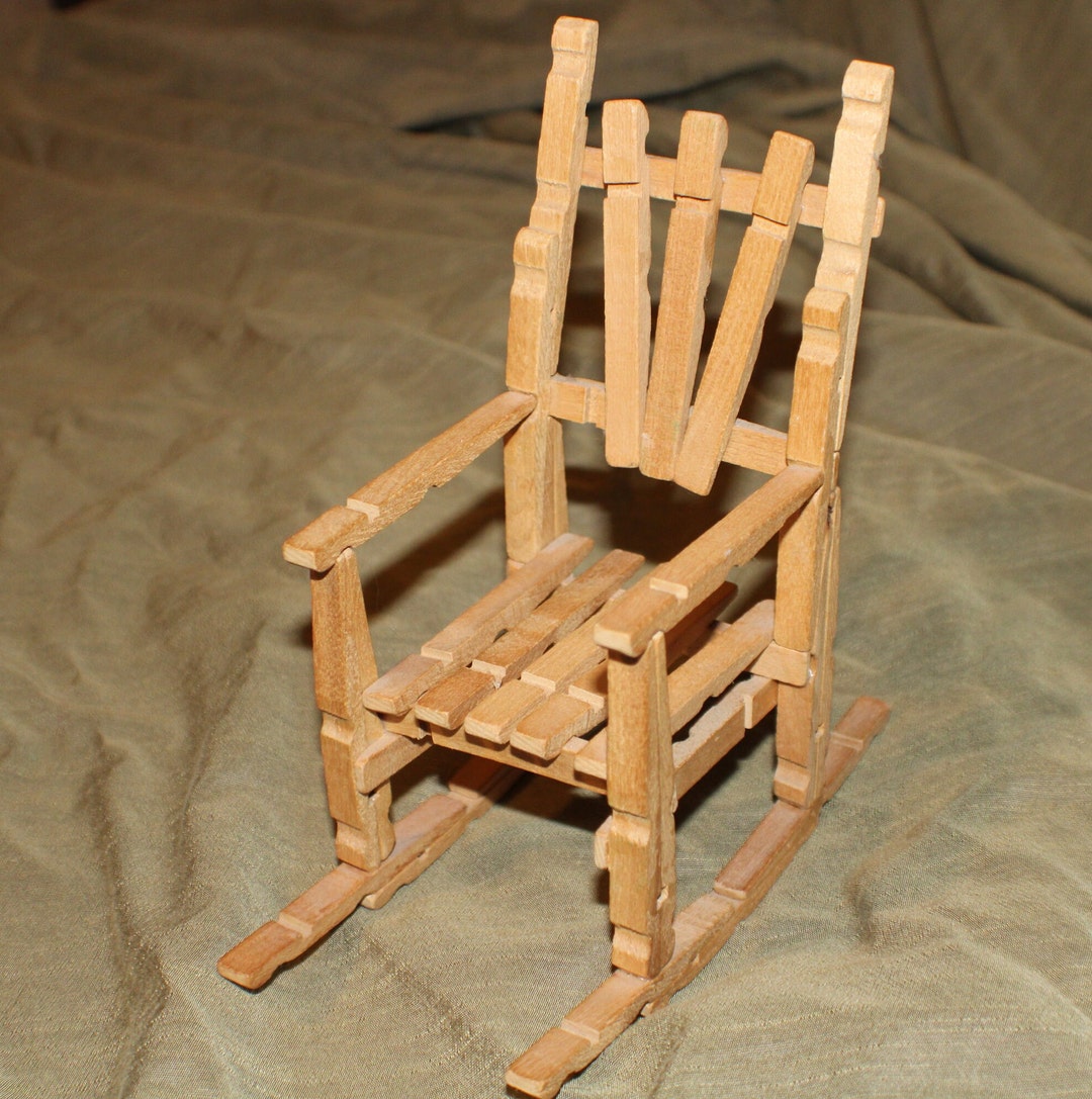 Miniature Clothespin Rocking Chair Adorable Rocker Dollhouse Furniture