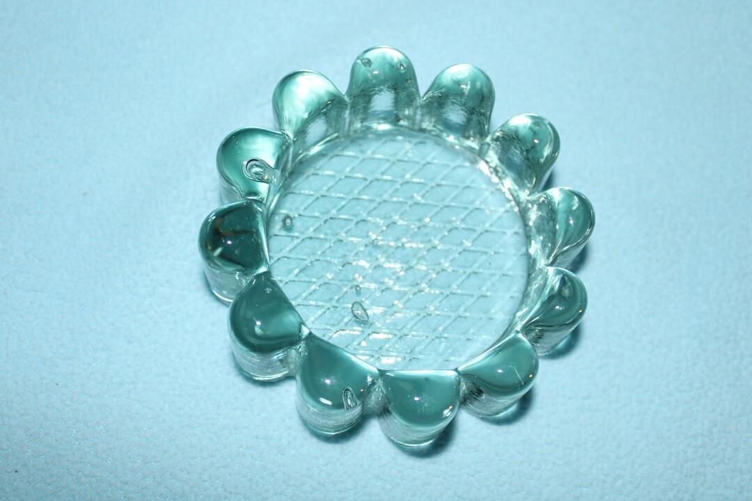 1940's Heavy Green Glass Piano Insulator Caster Foot Used to Insulate