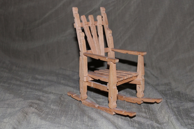 Miniature Clothespin Rocking Chair Adorable Rocker Dollhouse Furniture