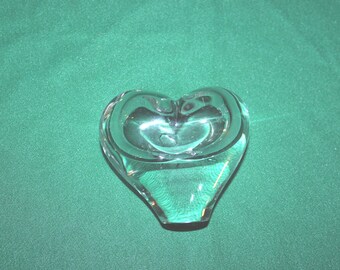 Vintage Heart Shaped Crystal Coin Bank Paperweight (3.5" Inches)