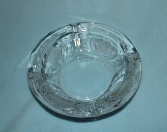 Vintage KIG Indonesia Glass Ashtray: Frosted Etched Roses, 6" Diameter