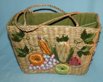 Vintage Wicker Handbag or Purse "Bags by Patricia" Hand Made Philippines