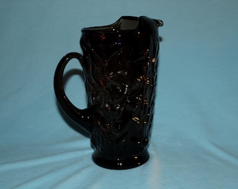 1970s Morgantown Seneca Driftwood Glass Pitcher: Crinkle Glass, 48 oz