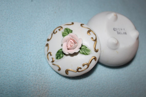 Vintage Small Round Porcelain Bisque Footed Trink… - image 5