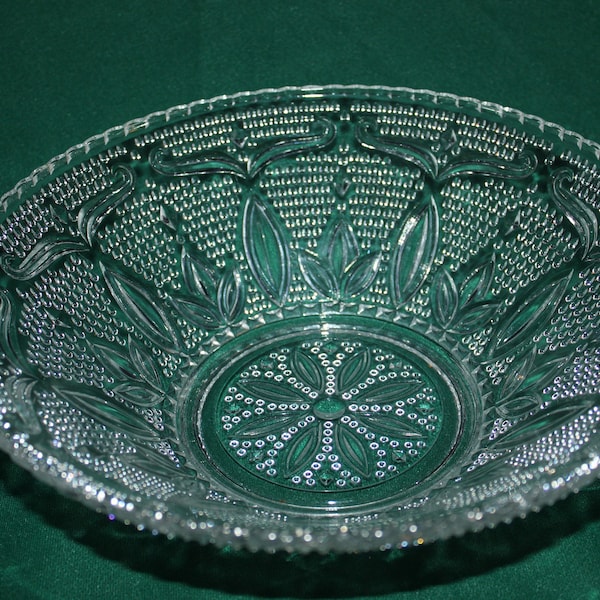 Federal Glass Heritage Pattern 10" Inch Serving Bowl 1940-1955 Discontinued Pristine Condition Collectible Antique
