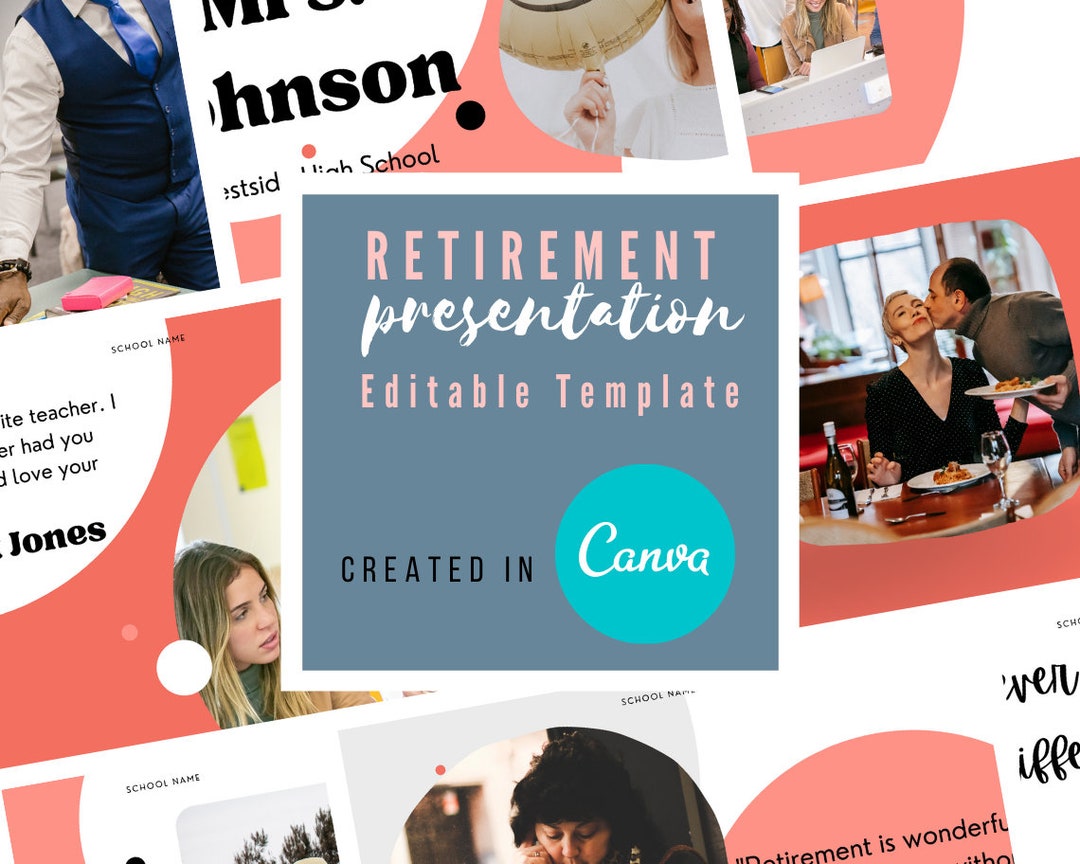 Teacher Retirement / Business Retirement Presentation Editable Canva