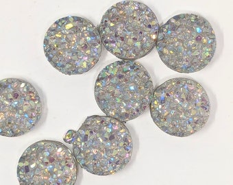 Diamond Glitter Erts Stijl Plat Hars Druzy Cabochons 12mm, 10 Stuks, DIY Sieraden Benodigdheden