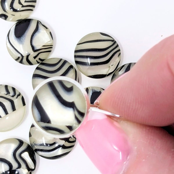 Zebra Style Round Cabochons 12mm, 10Pcs , DIY Jewelry Supplies