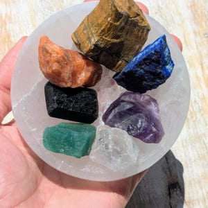 Healing Crystals 7 Chakra Raw Rough Healing Stones Set With - Reiki ...