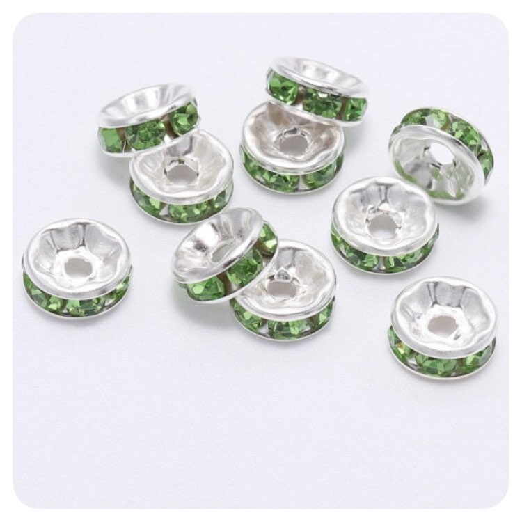 25/50/80pcs/pack Round Rhinestone Spacer Beads, 8mm/10mm, Various Colors,  Youthful, Fashionable And Luxurious, Ideal For Diy Making Of Necklaces,  Bracelets, Pendants And Other Jewelry, Widely Used In Lanyards, Cell Phone  Chains, Bracelets, Necklaces