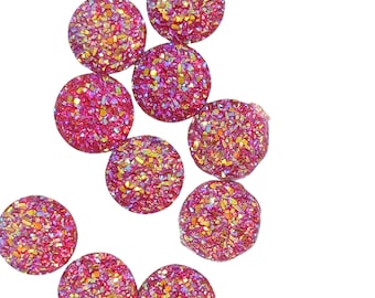 12mm Rosa Druzy Glitter Cabochons 12mm, 10 Stück, DIY Schmuck Zubehör