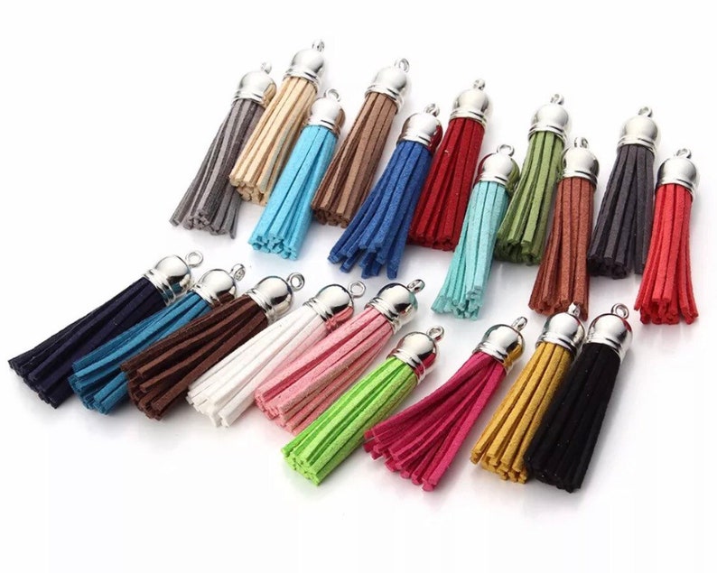 55mm Suede Tassels with Silver Cap DIY Jewelry