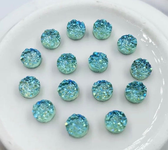 8mm Druzy Pink Glitter Round Cabochon DIY Jewelry Set of 10