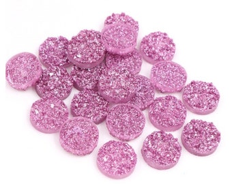10mm mûrier rose violet minerai Druzy rond cabochon bijoux à bricoler soi-même lot de 10