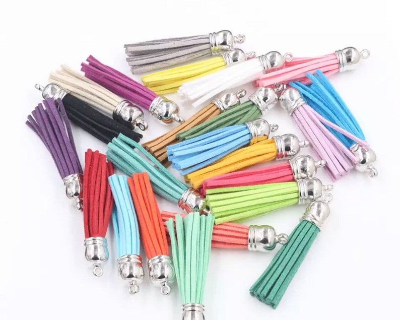 55mm Suede Tassels with Silver Cap DIY Jewelry