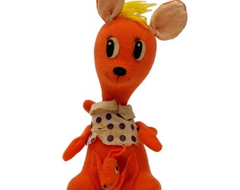 Dakin Dream Pets Matilda Kangaroo with Joey Stuffed 8” Orange READ