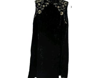 AGB Dress Velvet Dress Size Xl Sleeveles Whimsigoth Y2K Gold Flowers High Neck