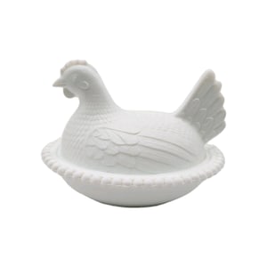 Indiana Milk Glass Hen On a Nest Covered Candy Dish Vintage