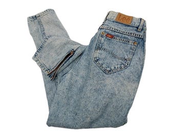 Lee Womens Acid Wash Jeans Size 10 Medium High Waist Denim Vintage Y2K