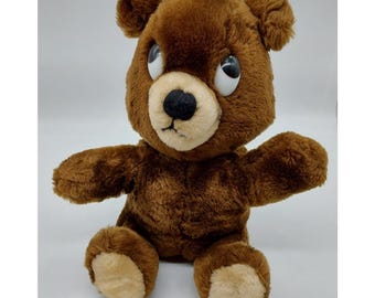Dakin & Co Teddy Bear 1975 Brown Plush Stuffed Animal Plastic Eyes