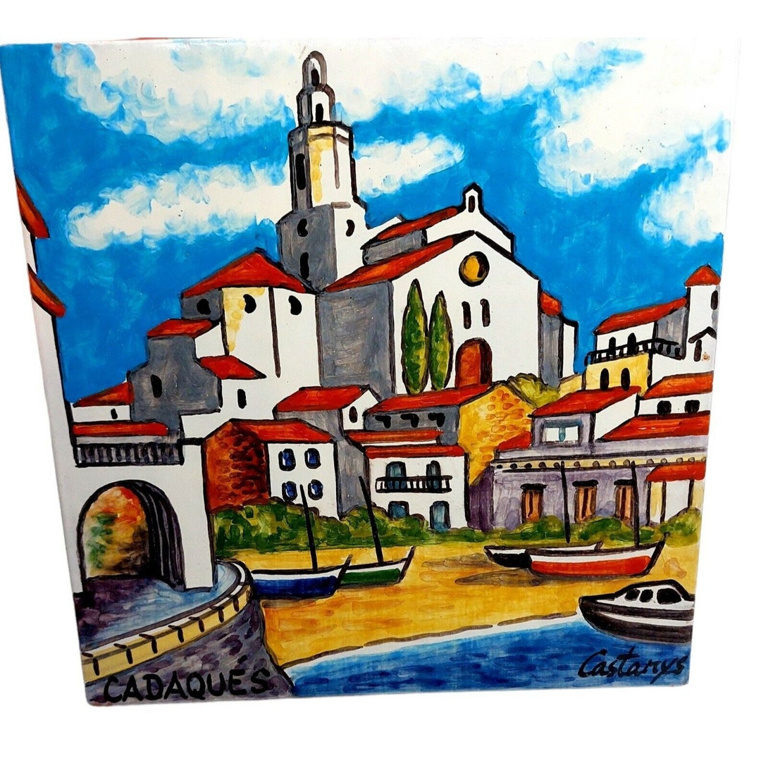 Cadaques Scene Red Ware Tile Wall Hanging Signed 8 Etsy