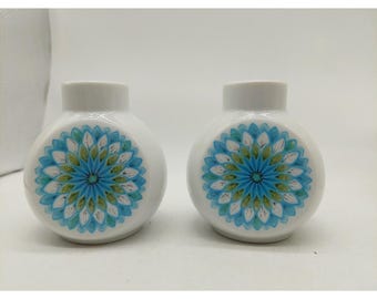 Noritake Dominica Salt & Pepper set White Green Blue Japan