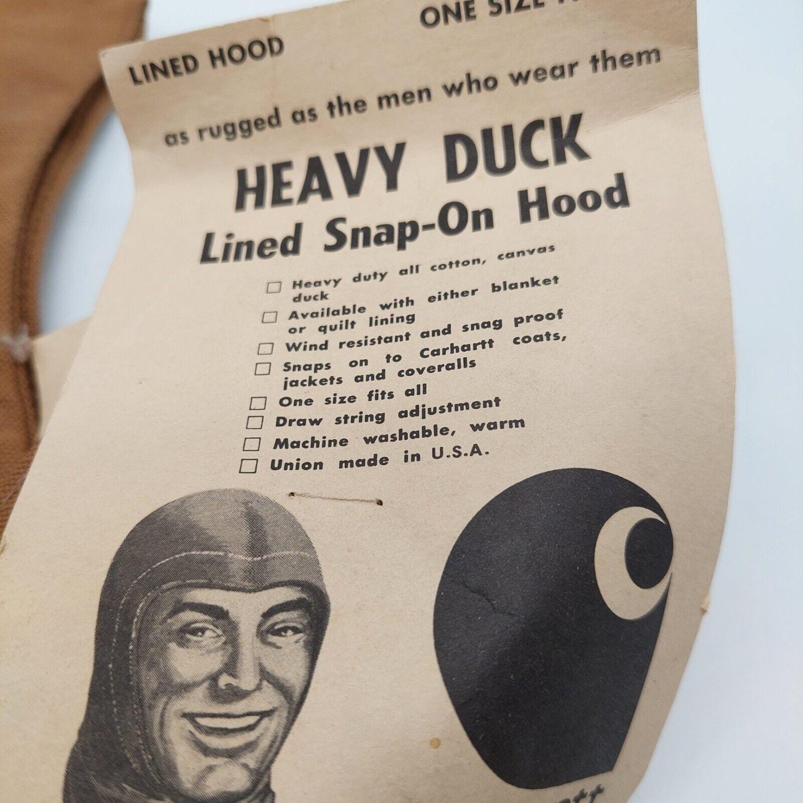 Carhartt Brown Heavy Duck Blanket Lined Snap-on Hood 60s/70s