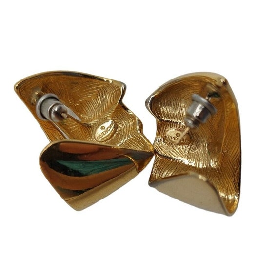 Vintage Givenchy Gold tone Pierced Earrings - image 3
