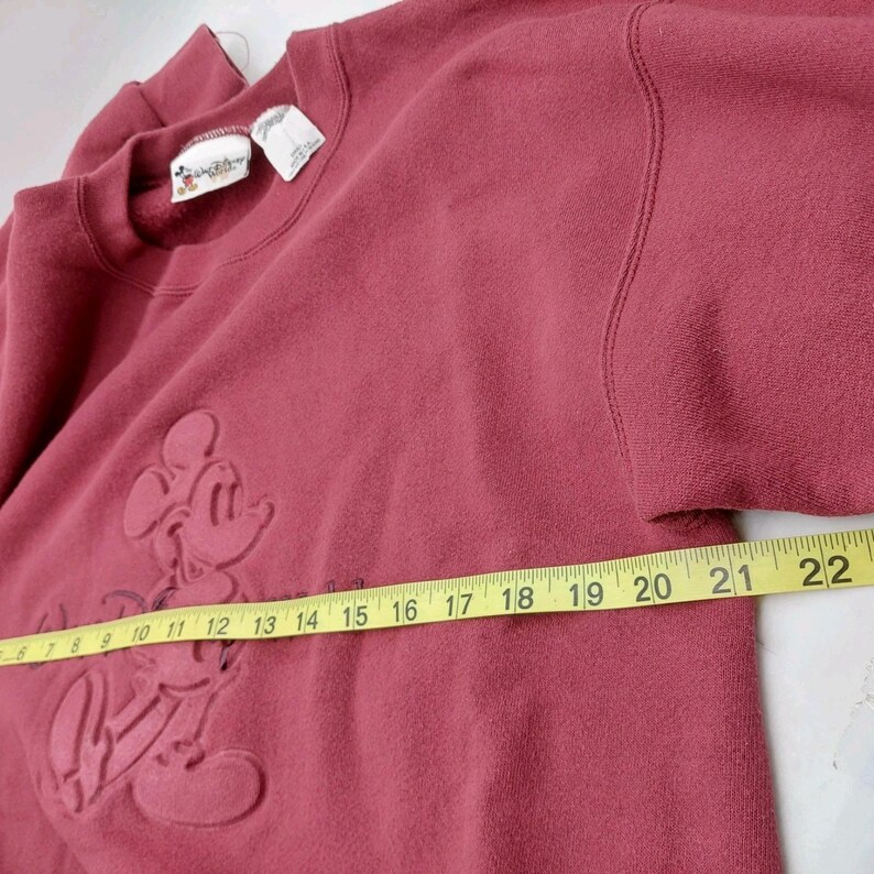 Disney World Mickey Mouse Sweatshirt Size Small Red Embossed Embroidered image 5