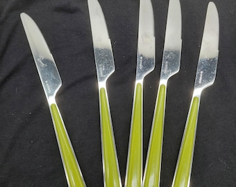 Cuchillo para mantequilla Fiesta Merengue Cubiertos Verdes Homer Laughlin Juego Retro de 5 Piezas de 9”