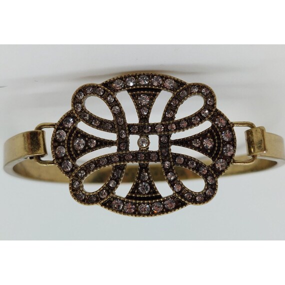 Vintage Jewel Kade Open Hinge Bracelet Gold Tone R