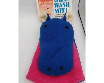 Kingsley for Kids Badehandschuh Nilpferd Blau Rosa Neu mit Etikett