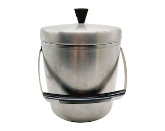West Bend Ice Bucket Ice Butler Stainless Steel Handle 4 Quart Vintage MCM