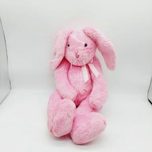 Bunnies by the Bay Pink Bunny Rabbit 18&quot; Plush Gingham Ribbon Bow 2004