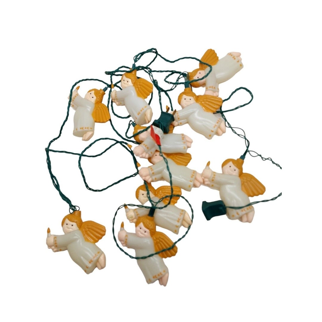 Christmas Angel Blow Mold String Lights 10 Angels Holding Star Etsy