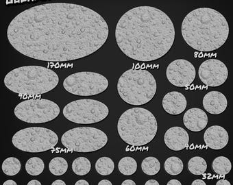 Cratere lunare 25 mm, 32 mm, 40 mm, 50 mm, 60 mm + varie altre basi per miniature - Goon Master Games